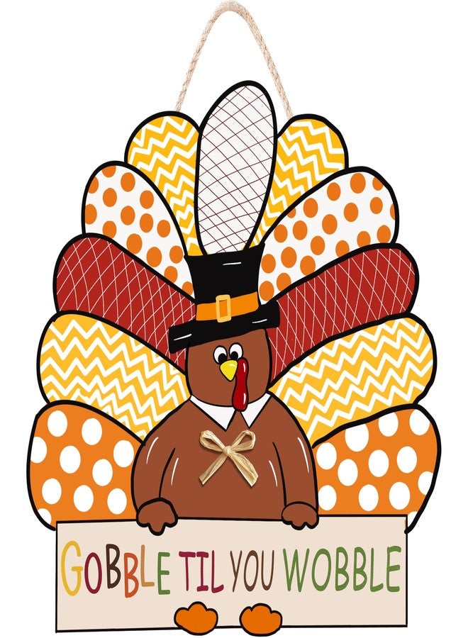 CYNOSA Thanksgiving Wreath for Front Door Turkey Door Hanger Gobble Sign Thanksgiving Turkey Outside Door Decorations - Image 1